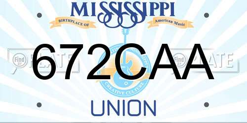 672CAA Mississippi License Plate