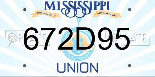 672D95 Mississippi License Plate