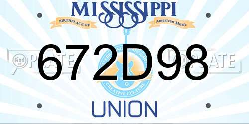 672D98 Mississippi License Plate