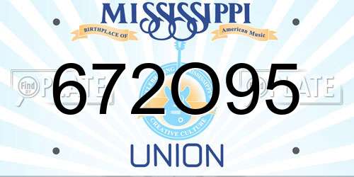 672O95 Mississippi License Plate
