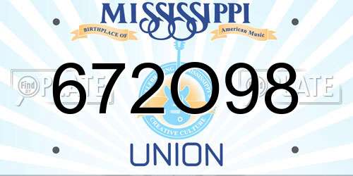 672O98 Mississippi License Plate