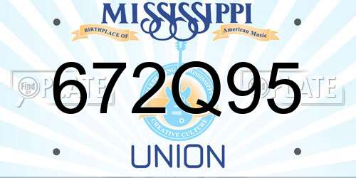 672Q95 Mississippi License Plate