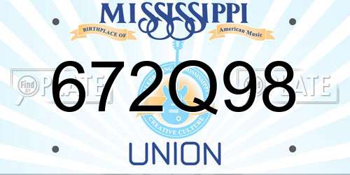 672Q98 Mississippi License Plate