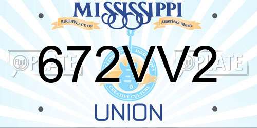 672VV2 Mississippi License Plate