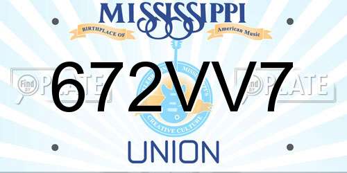 672VV7 Mississippi License Plate