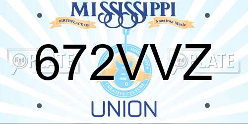 672VVZ Mississippi License Plate