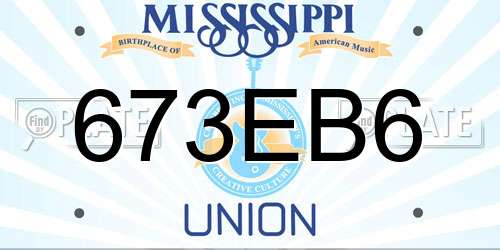 673EB6 Mississippi License Plate