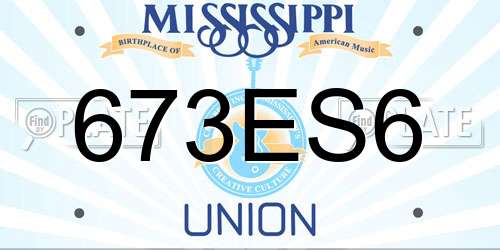 673ES6 Mississippi License Plate