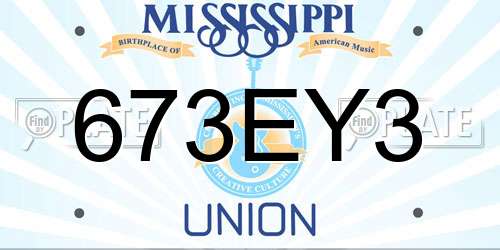 673EY3 Mississippi License Plate