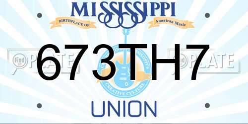 673TH7 Mississippi License Plate