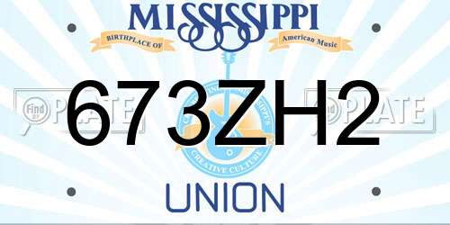 673ZH2 Mississippi License Plate