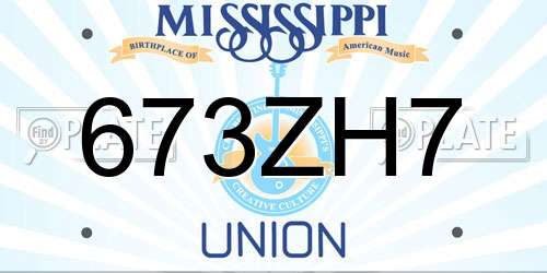 673ZH7 Mississippi License Plate