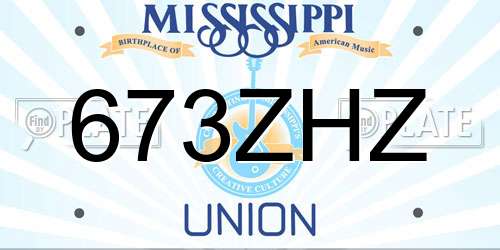 673ZHZ Mississippi License Plate