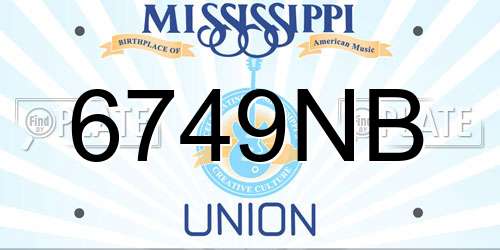 6749NB Mississippi License Plate