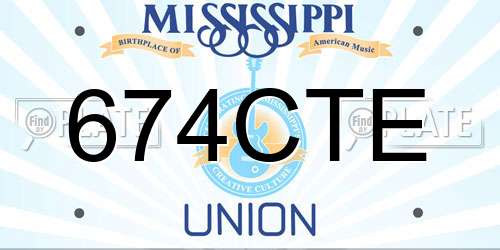 674CTE Mississippi License Plate