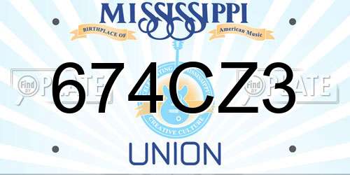 674CZ3 Mississippi License Plate