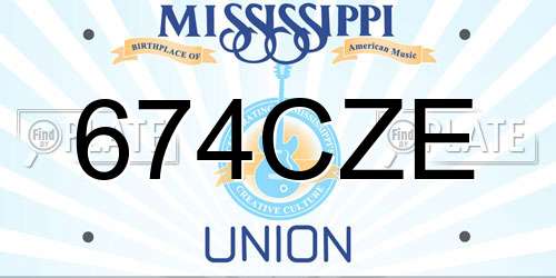 674CZE Mississippi License Plate