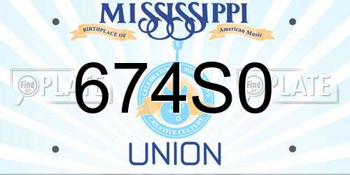674S0 Mississippi License Plate