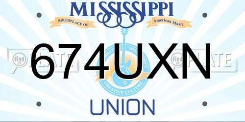 674UXN Mississippi License Plate