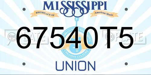 67540T5 Mississippi License Plate