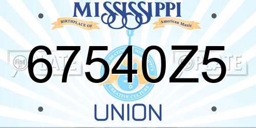 67540Z5 Mississippi License Plate