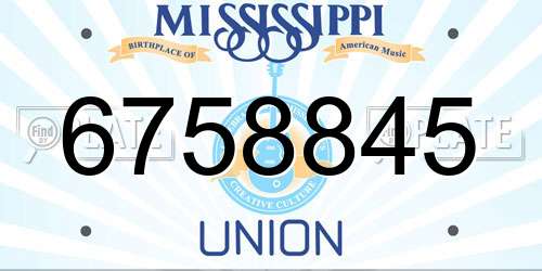 6758845 Mississippi License Plate