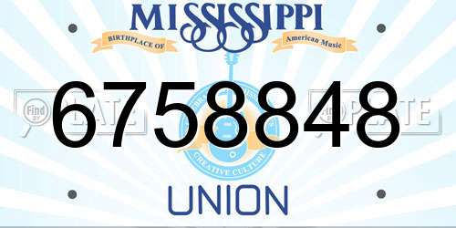 6758848 Mississippi License Plate