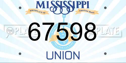 67598 Mississippi License Plate