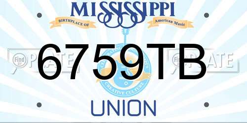 6759TB Mississippi License Plate