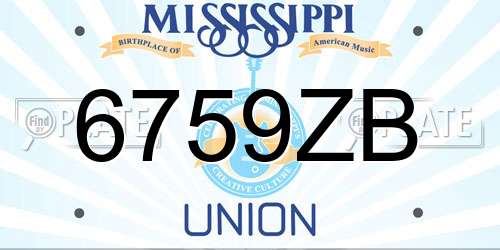 6759ZB Mississippi License Plate