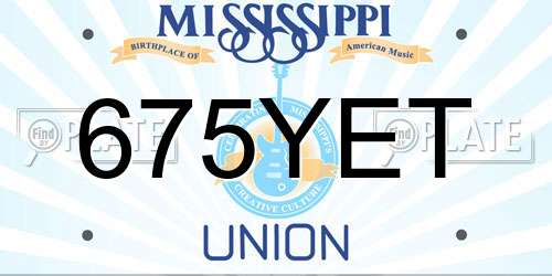 675YET Mississippi License Plate