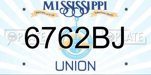 6762BJ Mississippi License Plate