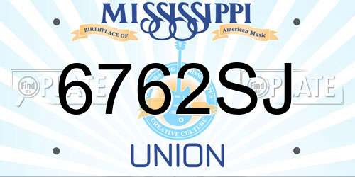 6762SJ Mississippi License Plate