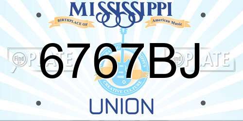 6767BJ Mississippi License Plate