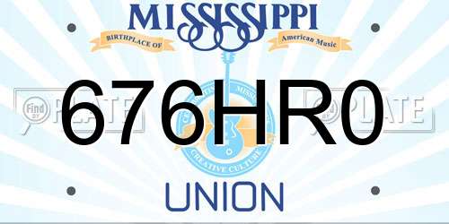 676HR0 Mississippi License Plate