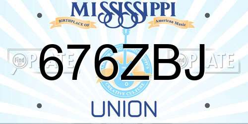 676ZBJ Mississippi License Plate