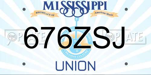 676ZSJ Mississippi License Plate