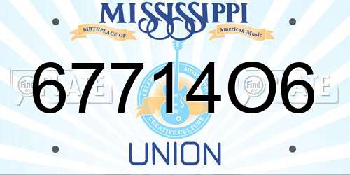 67714O6 Mississippi License Plate