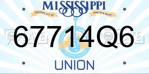 67714Q6 Mississippi License Plate