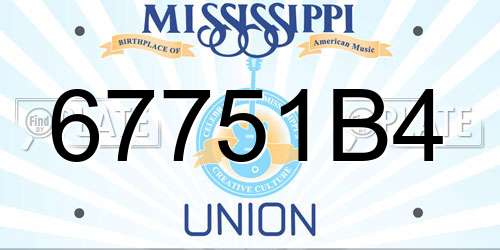 67751B4 Mississippi License Plate