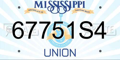 67751S4 Mississippi License Plate