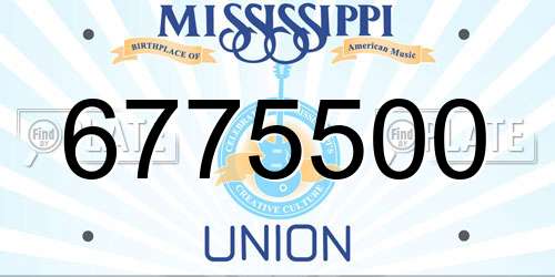 6775500 Mississippi License Plate