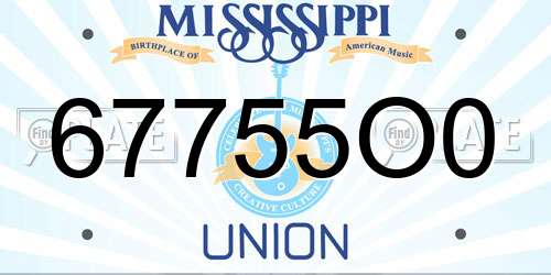 67755O0 Mississippi License Plate