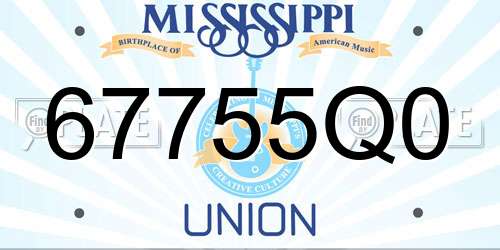 67755Q0 Mississippi License Plate