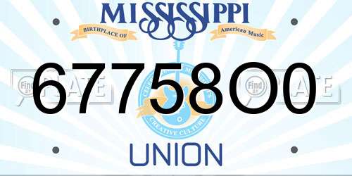 67758O0 Mississippi License Plate