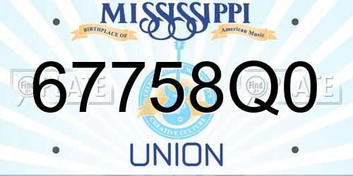 67758Q0 Mississippi License Plate