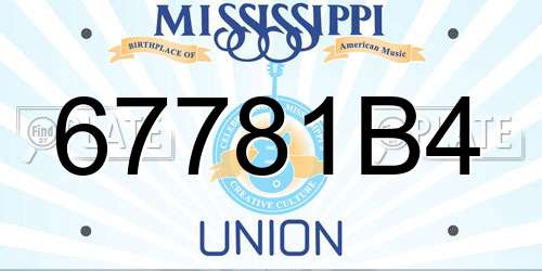 67781B4 Mississippi License Plate