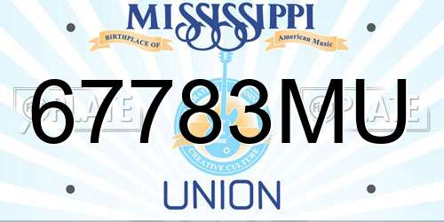 67783MU Mississippi License Plate