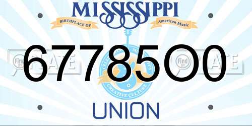 67785O0 Mississippi License Plate