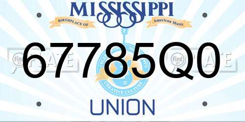 67785Q0 Mississippi License Plate